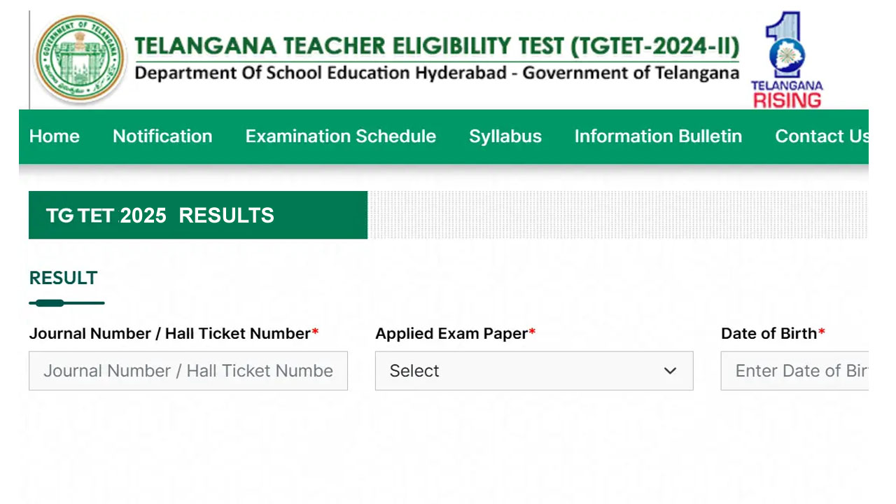 TG TET RESULTS 2025